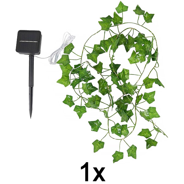1x Solární světýlka s umělými listy břečťanu (5 m) | LEAFGLO