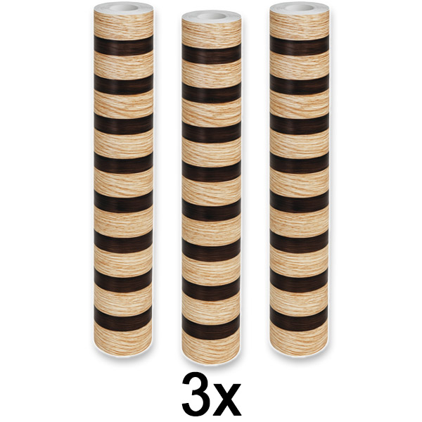 3x Elegantní nástěnná samolepka s efektem dřeva | LINEWALL